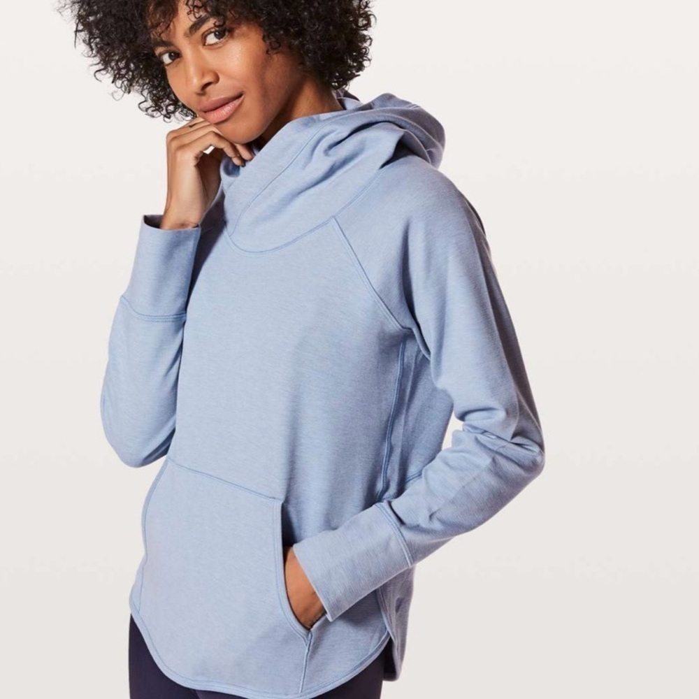 Lululemon Time Out Hoodie Heathered Blue Size 2 Pullover Athletic Activewear Gym